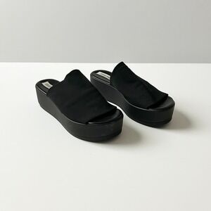 Steve Madden Slinky Platform Sandals Fabric Black 7 Made in Italy Y2K Retro